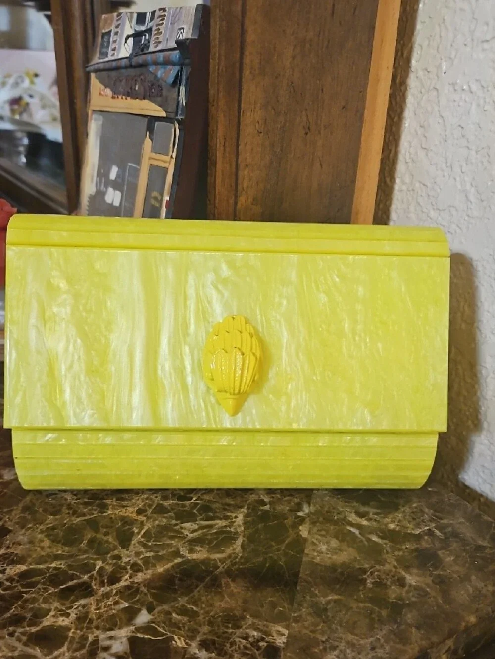 Kurt Geiger Yellow Marbled Clutch